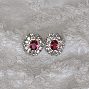Sparkly Earrings • Garnet • Cubic Zirconia